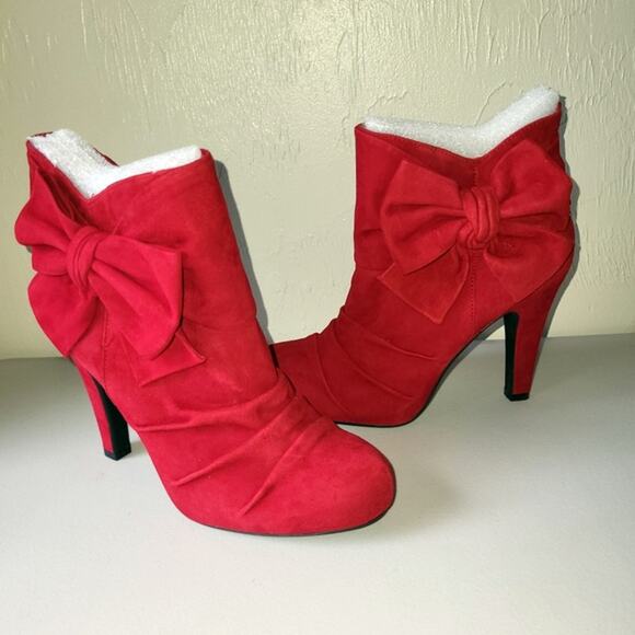 Gianni Bini Halo Red Suede Leather Booties with Bow - 8M - NIB - Picture 10 of 12